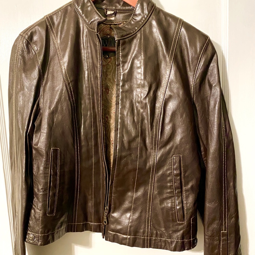 Brown scuba leather jacket.